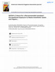 Research paper thumbnail of NIOSH's Criteria for a Recommended standard - Occupational Exposure to Waste Anesthetic Gases and Vapors…