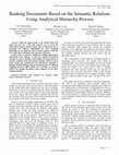 Research paper thumbnail of Ranking Documents Based on the Semantic Relations Using Analytical Hierarchy Process