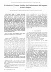 Research paper thumbnail of Evaluation of Content Validity for Fundamentals of Computer Science Subject