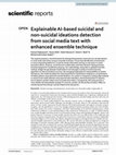Research paper thumbnail of Explainable AI-based suicidal and non-suicidal ideations detection from social media text with enhanced ensemble technique