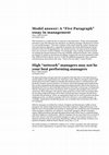 Research paper thumbnail of Model answer: A 'Five Paragraph' essay in management