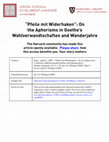 Research paper thumbnail of “Pfeile mit Widerhaken”: On the Aphorisms in Goethe’s <i>Wahlverwandtschaften</i> and <i>Wanderjahre</i>