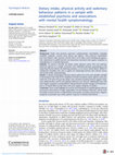 Research paper thumbnail of Dietary intake, physical activity and sedentary behaviour patterns in a sample with established psychosis and associations with mental health symptomatology