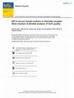 Research paper thumbnail of GPT-4 versus human authors in clinically complex MCQ creation: A blinded analysis of item quality