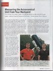 Research paper thumbnail of Measuring the Astronomical Unit from Your Backyard