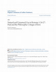Research paper thumbnail of Natural and Unnatural Use in Romans 1:24-27: Paul and the Philosophic Critique of Eros