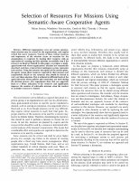 Research paper thumbnail of Selection of Resources For Missions Using Semantic-Aware Cooperative Agents