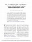 Research paper thumbnail of Test Excavations at Wadi Zarqa Maʿin 1, a Natural Sinkhole Faunal Trap Site, Hashemite Kingdom of Jordan