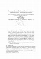 Research paper thumbnail of Measuring affective benefits and costs of awareness systems supporting intimate social networks