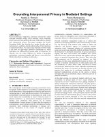 Research paper thumbnail of Grounding interpersonal privacy in mediated settings