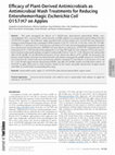 Research paper thumbnail of Efficacy of Plant-Derived Antimicrobials as Antimicrobial Wash Treatments for Reducing Enterohemorrhagic Escherichia Coli O157:H7 on Apples