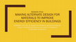Research paper thumbnail of SESSION TITLE- MAKING ALTERNATE DESIGN FOR MATERIALS TO IMPROVE ENERGY EFFICIENCY IN BUILDINGS SUMMARY-THE USE OF DESIGN TO PROMOTE THE APPLICATION OF LOCALLY SOURCED MATERIALS AND WASTE TO PRODUCE SUSTAINABLE MATERIALS
