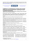 Research paper thumbnail of Validation of a Questionnaire on Work and Learning  Habits for Future Professionals: Exploring Personal  Learning Environments