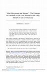 Research paper thumbnail of "Most Hevynesse and Sorowe": The Presence of Emotions in the Late Medieval and Early Modern Court of Chancery