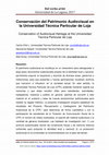 Research paper thumbnail of Conservación del Patrimonio Audiovisual en la Universidad Técnica Particular de Loja