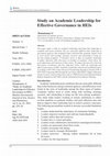 Research paper thumbnail of Study on Academic Leadership for Effective Governance in HEIs