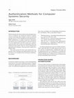 Research paper thumbnail of Authentication Methods for Computer Systems Security