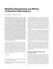 Research paper thumbnail of Modeling Hydroplaning and Effects of Pavement Microtexture
