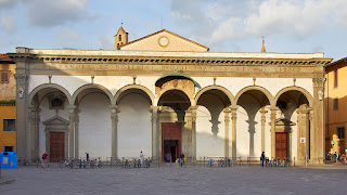 The facade of the Basilica della Santissima Annunziata in the San Marco district of Florence The facade of the Basilica della Santissima Annunziata in the San Marco district of Florence