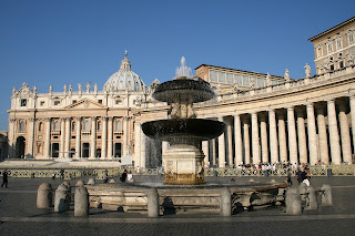 The Basilica of St Peter with Bernini's colonnades and Carlo Maderno's fountain in the foreground The Basilica of St Peter with Bernini's colonnades and Carlo Maderno's fountain in the foreground
