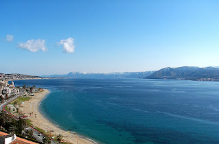 The Strait of Messina, at its narrowest just 3.1km wide, separates Messina from the Italian mainland The Strait of Messina, at its narrowest just 3.1km wide, separates Messina from the Italian mainland