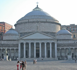 The distinctive Basilica of San Francesco di Paolo, overlooks Piazza del Plebiscito in the centre of Naples The distinctive Basilica of San Francesco di Paolo, overlooks Piazza del Plebiscito in the centre of Naples