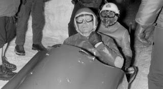 Eugenio Monti and his brakeman in the two-man bob event at the 1956 Winter Olympics in Cortina d'Ampezzo Eugenio Monti and his brakeman in the two-man bob event at the 1956 Winter Olympics in Cortina d'Ampezzo