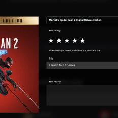Marvel's Spider-Man 2 Digital Deluxe Edition review screen with five-star rating and title 2 Spider-Men 2 Furious.