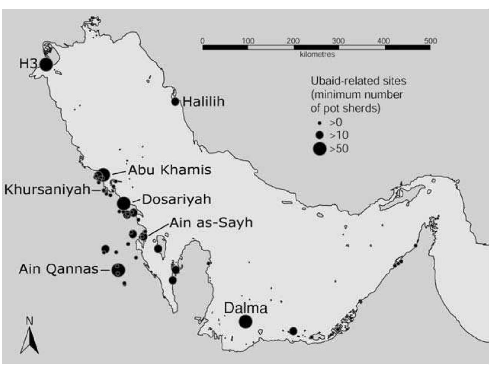 Figure 1. Distribution of Ubaid-related sites in the Gulf: 