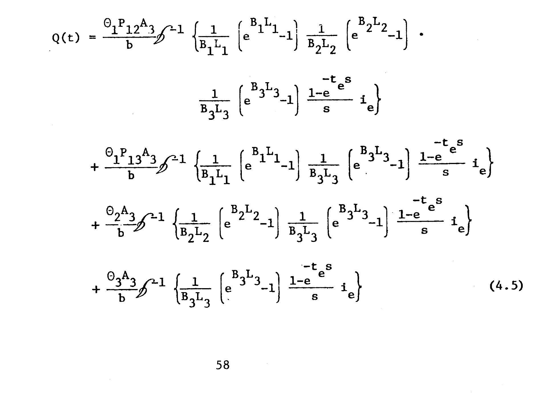 h(t), as given by Equation 4.4, with a rainfall event, represented by Equa- 