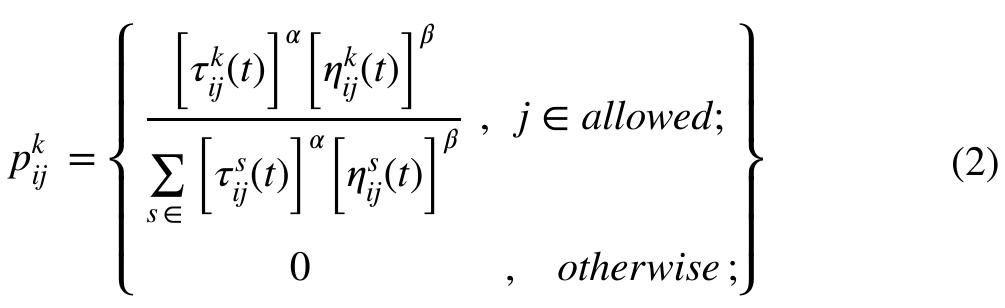where 7, represent the pheromone trail of VM, 7; 1s a heu- ristic value, and, a and f determines the effect of the phero- mone track. The function of n' is based on the distance  between physical node and VM is shown in Ea. (3).  between physical node and VM is shown in Eq. (3). 