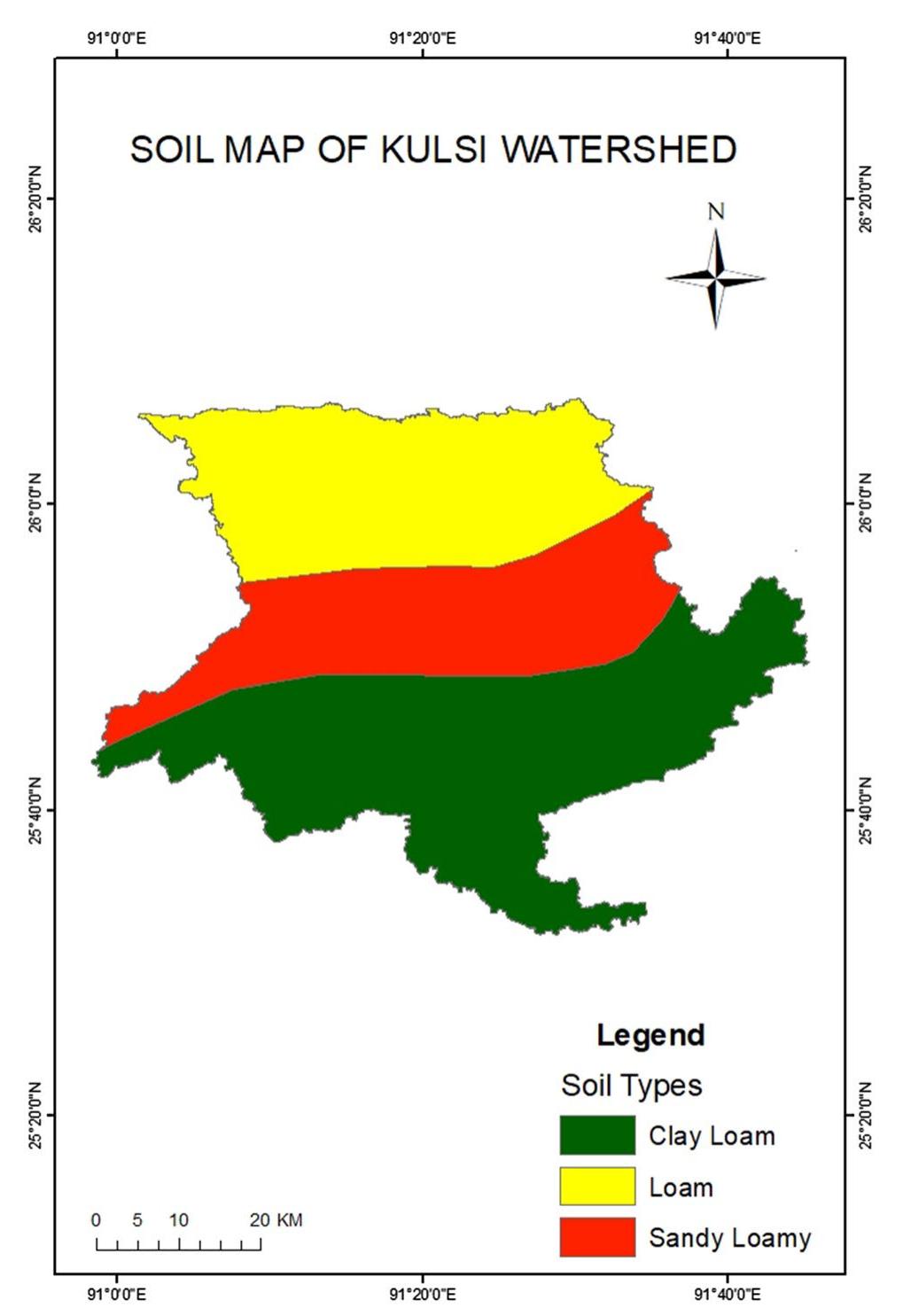 Fig. 2 Map of soil texture of the Kulsi River Basin 