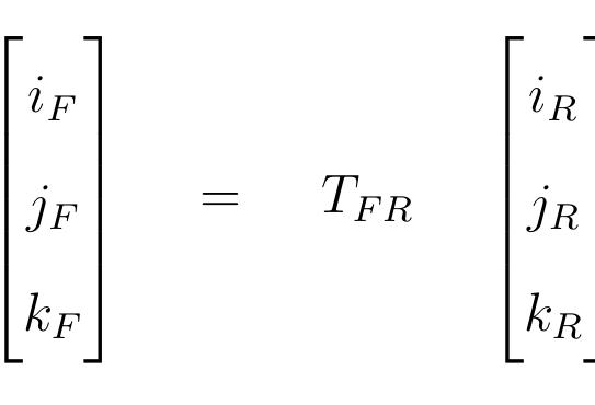 The unit vectors along the blade flapped frame are given by  The rotation matrix from the blade rotating axes to the blade flapped axes is given by 