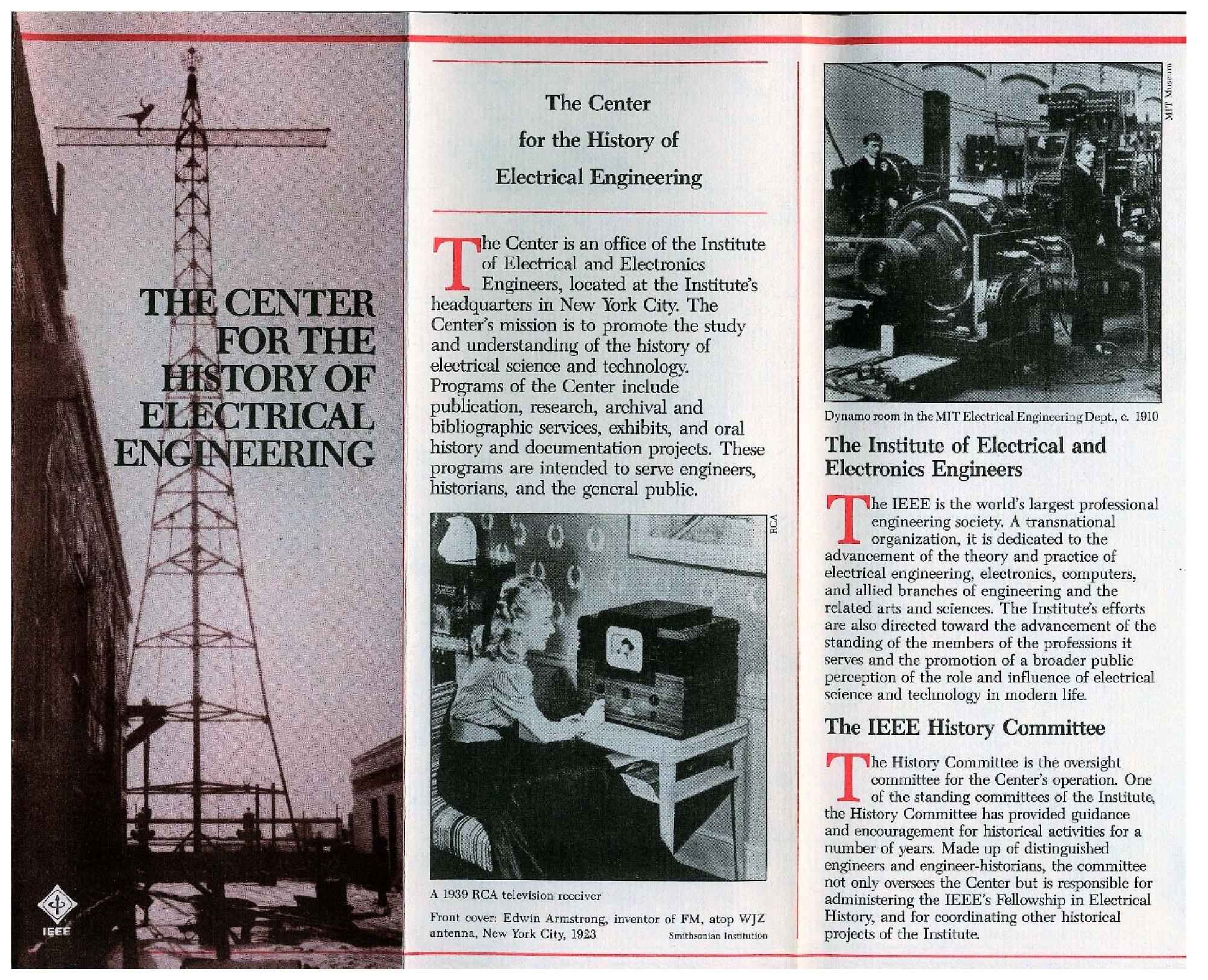 Fig. 6. One of founding History Center director Robert Friedel’s first tasks in 1980 was to create a brochure to spread the news of its creation. IEEE History Center. 