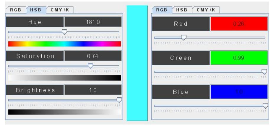 Figure 3: Applet to convert between different color models.  A. Chica & M. Fairén & N. Pelechano / Distance Learning in Computer Graphics 