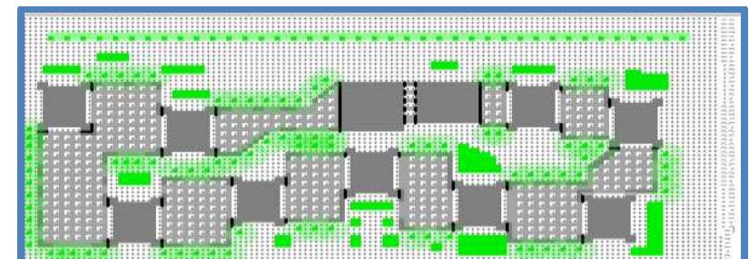 Fig. 10. 2D for the pergolas around the buildings (PAB) of Haifa Street District simulated by ENVI-met.  Fig. 9. 2D for Grass and Trees model (GT) of Haifa Street District simulated by ENVI-met. 