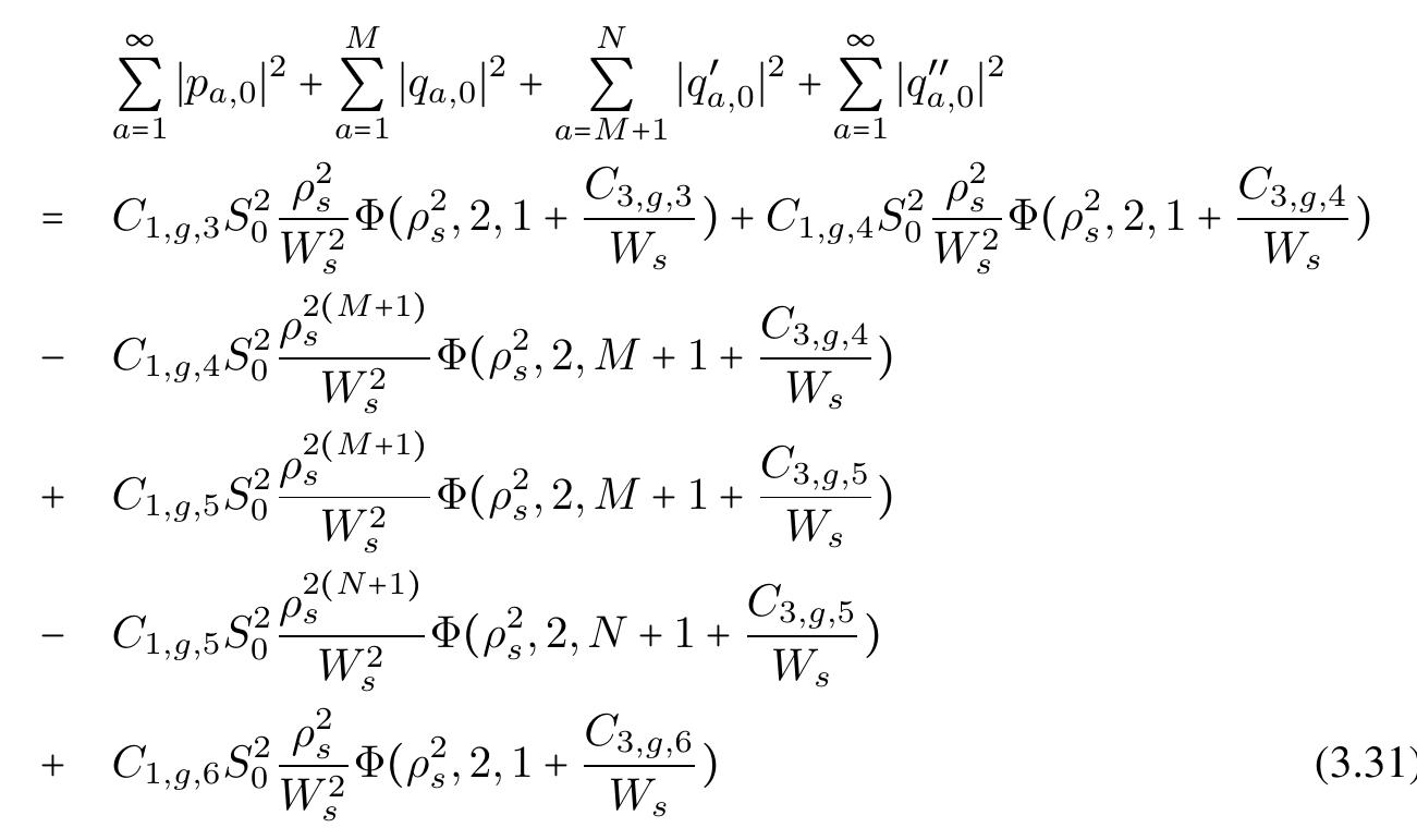 Where |pa,o|”;|4a,0|7»|d4,,0|° and |q/v |” are used to distinguish sound pressure diffracted by different paths. |pa.o|* is path a‘"image > 2 > 3 > R, |qa,ol”, is path a‘"image > 1 > R, |q/,o/° is path a’"image > 1 > 3 > R and {qo is path a‘"image > 2 1 3 R. Ci,9,2 and C3,g,.2 can be calculated from the generalized form Eq.(3.27) and Eq.(3.29). The indexes x of C192 and C3 g,x is only used to distinguish different C,,, and C’3,,. M is the image source  number from which the diffraction path changes from a‘’image > 1 > R to  