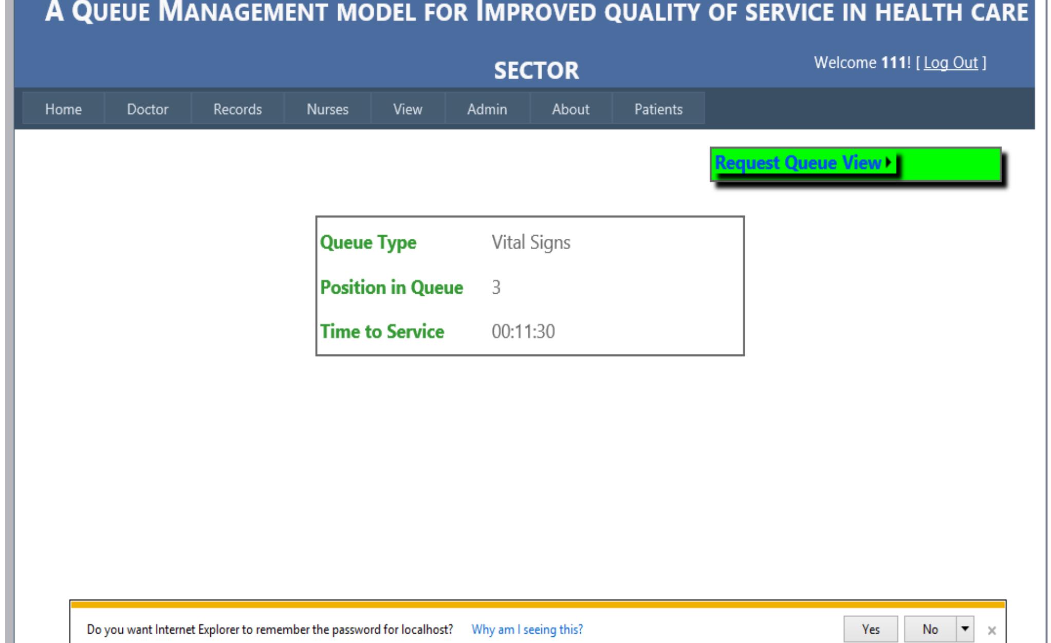 Fig 6: Patient’s position in queue and time to service 