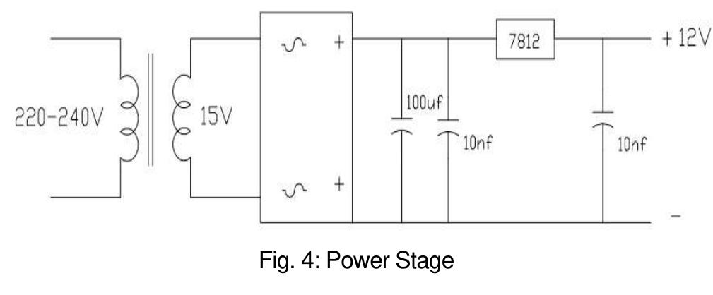 A Light Emitting Diode is connected to the output in order to monitor the output power Supply, if voltage is supplied to the output, then the LED glows, and if not, the LED remains in the off position.