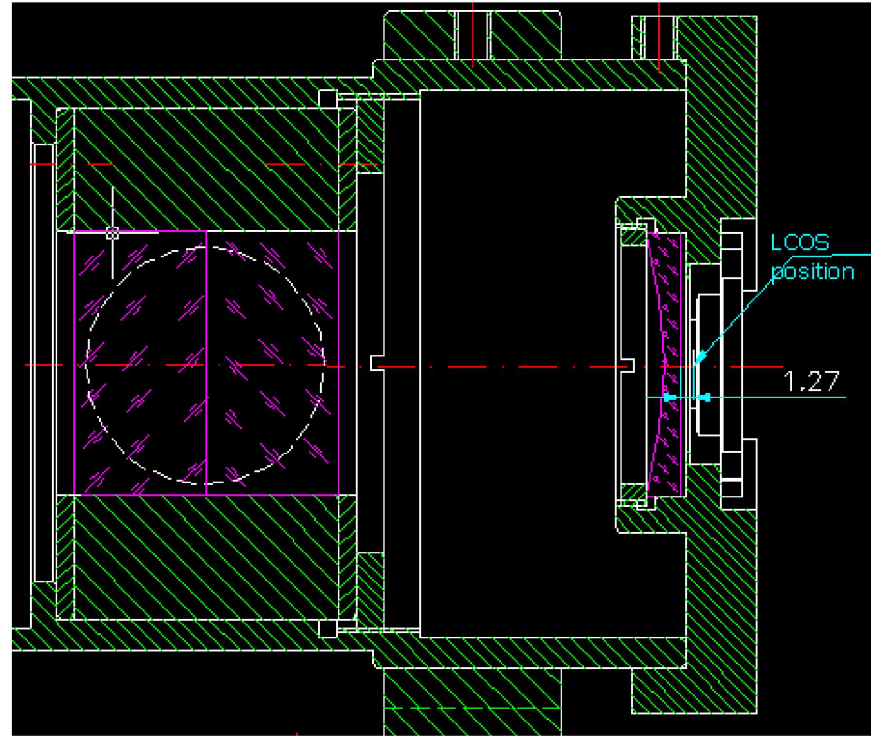 Figure F.1: Side-on orthogonal view of mechanical mount for LCOS and split beam polariser 