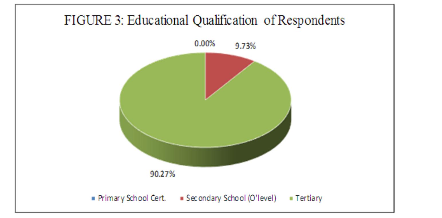 Figure 3: The respondents’ educational background is a clear indicative that respondents have the required education to understand ICT and to use ICT tools. 