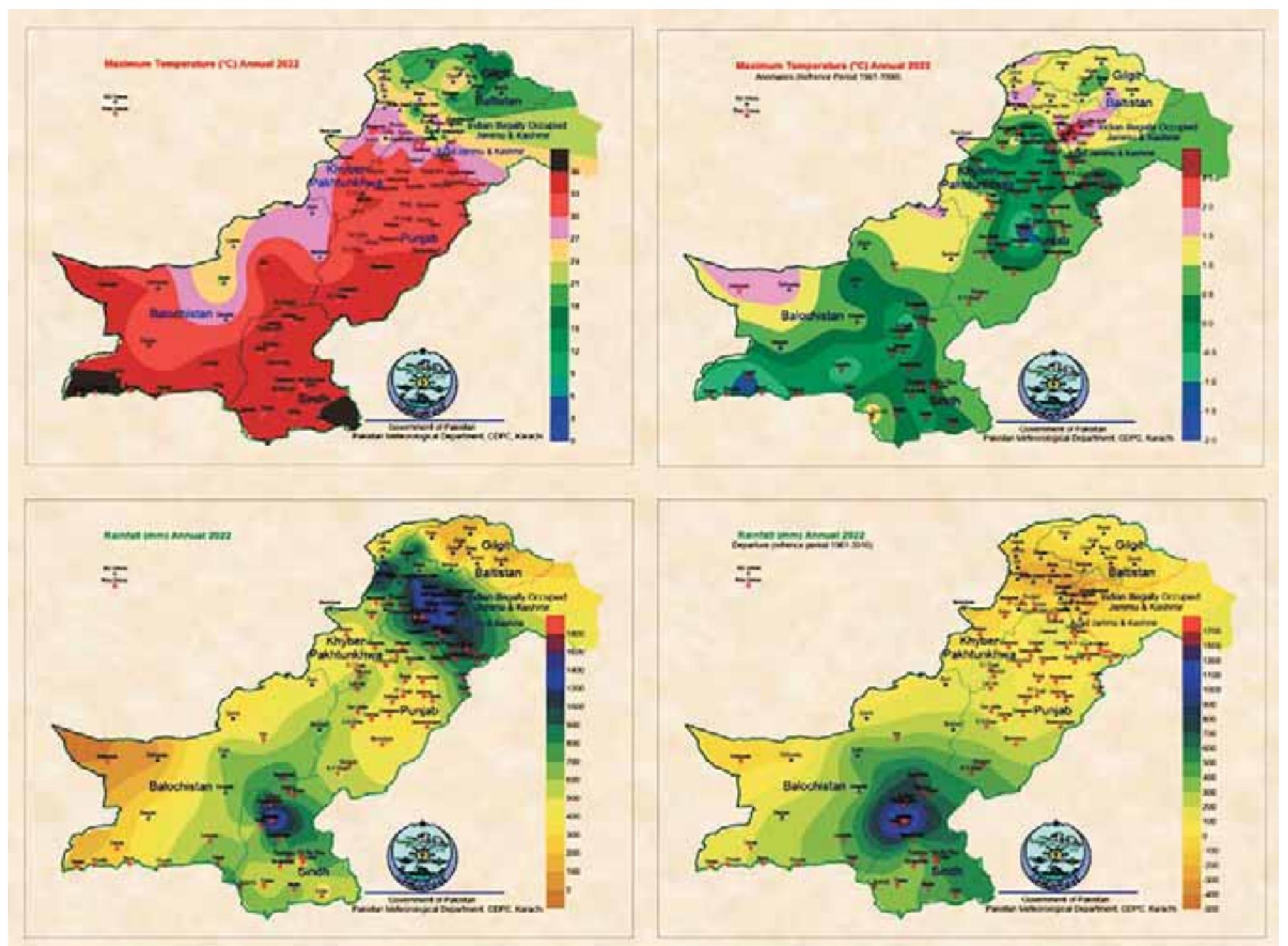 Figure-5b: The annual temperature and precipitation patterns as observed in Sindh and Balochistan Source: Pakistan Meterological Department, 2022 