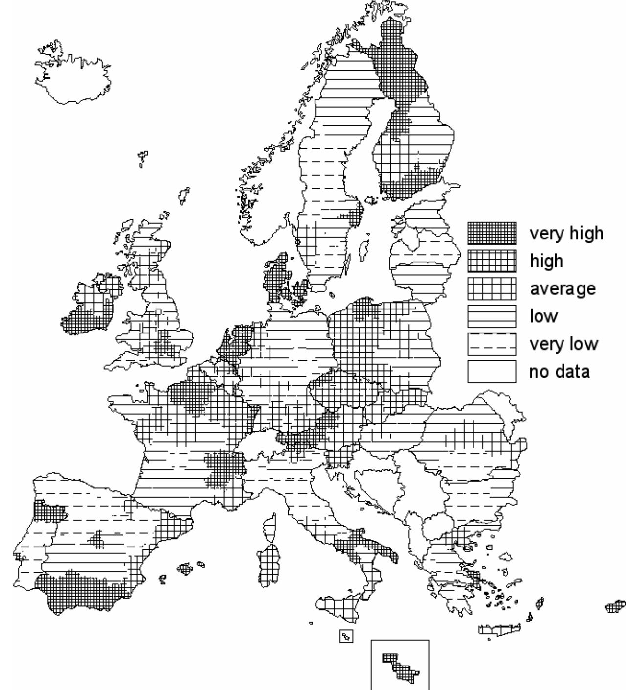 Fig.1. The spatial differentiation of demographic potential in Europe. Source: Authors own study based on EUROSTAT Database. 