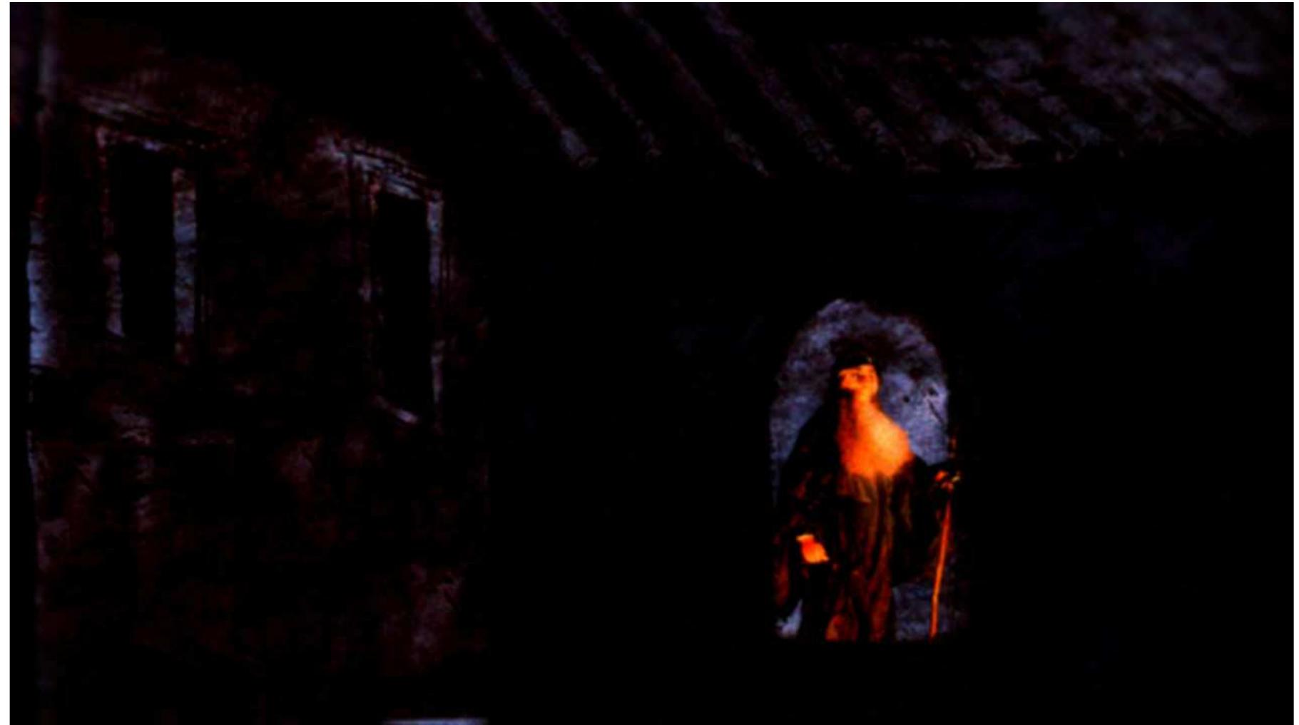 Figure 13. Rome prelude sequence. Early morning before sunrise. This frame is based on a fragment of the drawing shown in Figure 20.  would be necessary when attending morning services in the basilica. 
