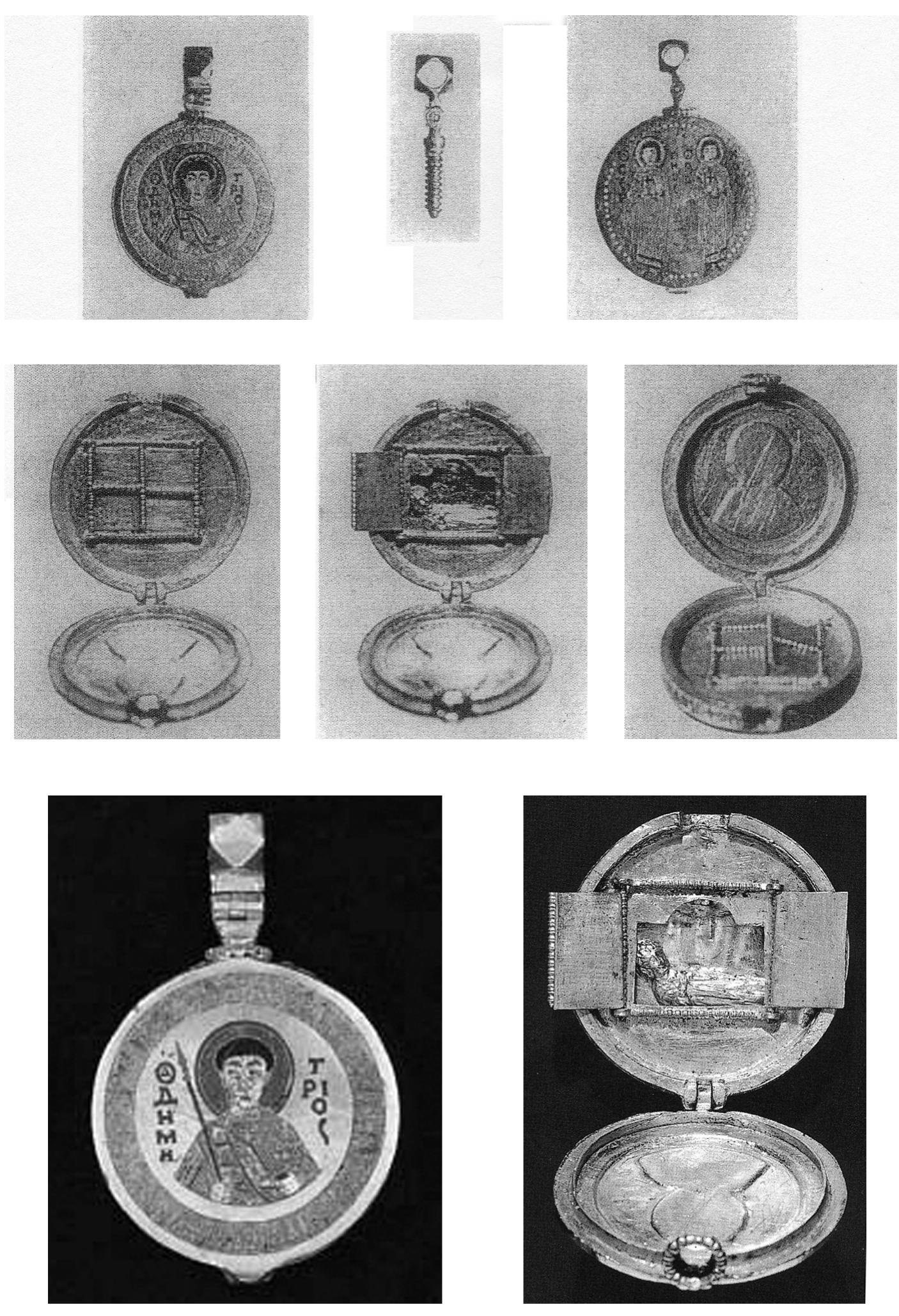 The Performativity of Shrines in a Byzantine Church   13. Encolpion reliquary of St. Demetrios, gold and cloisonné enamel, Byzantine 13-14" c (?), Dumbarton Oaks, Washington D.C., U.S.A. (53.20) 