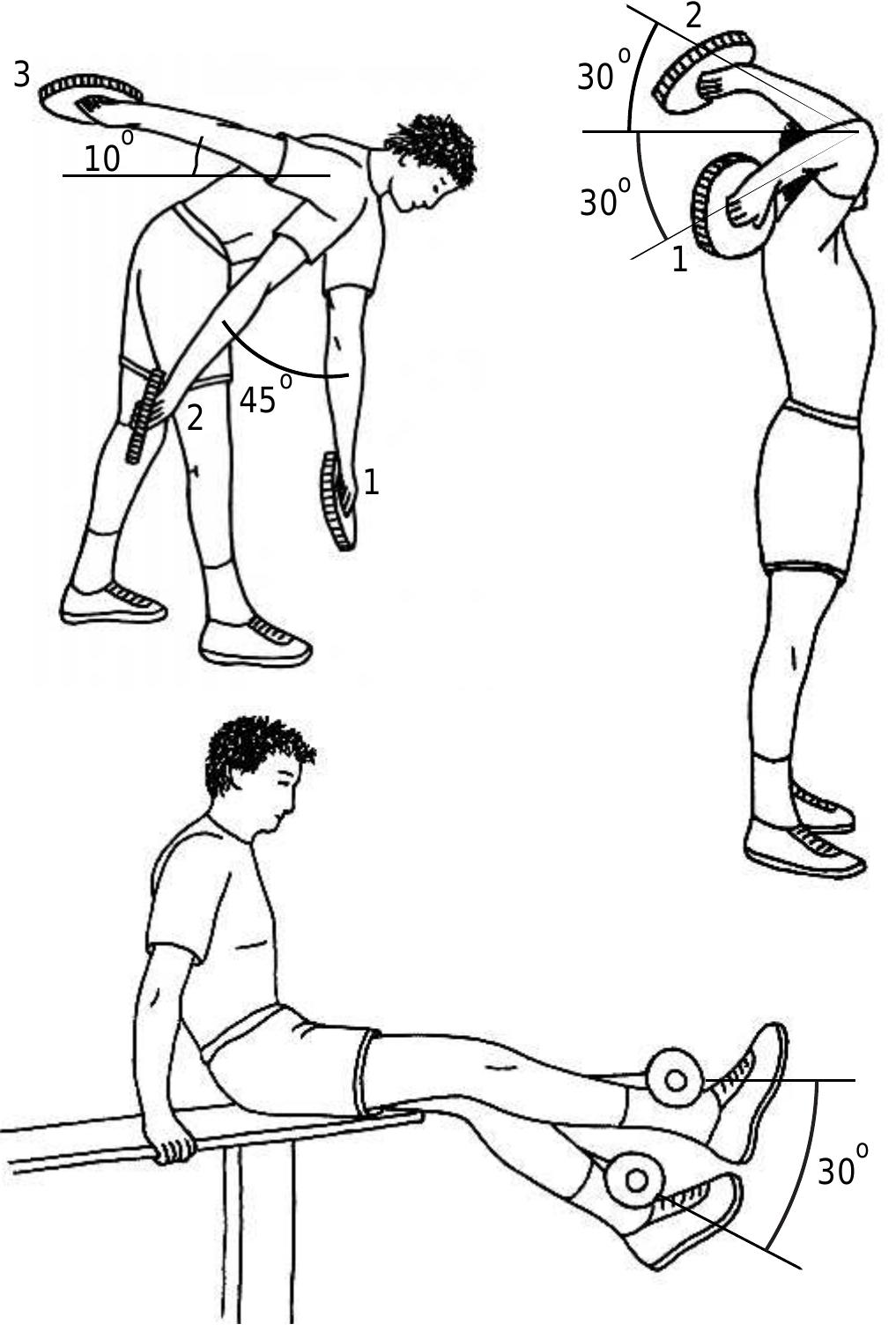 FiGurE P.6.5. Some arm and leg movements used for physical conditioning. 