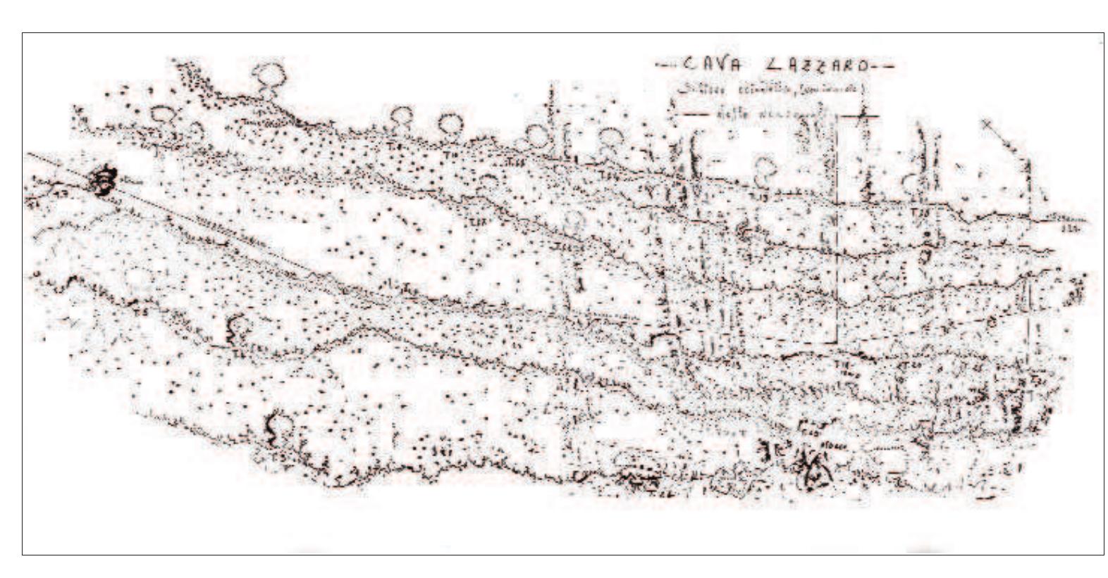 Fig. 20 - Cava Lazzaro: veduta generale
 Fig. 21 - Cava Lazzaro: planimetria della necropoli castellucciana
