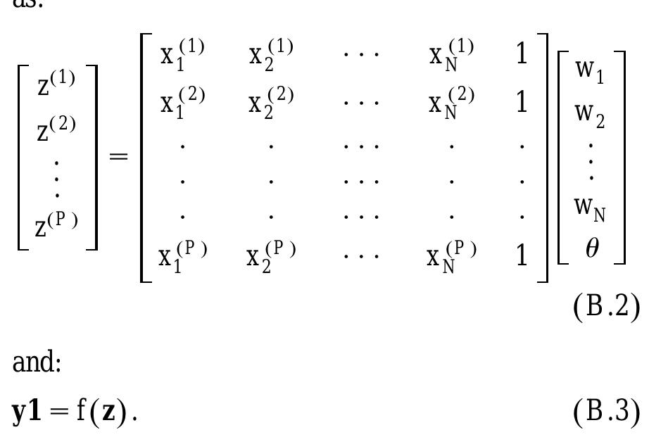 The transfer function, f, is typically defined by a sigmoid function, such as the hyperbolic tangent function:  All patterns may be represented in matrix notation 