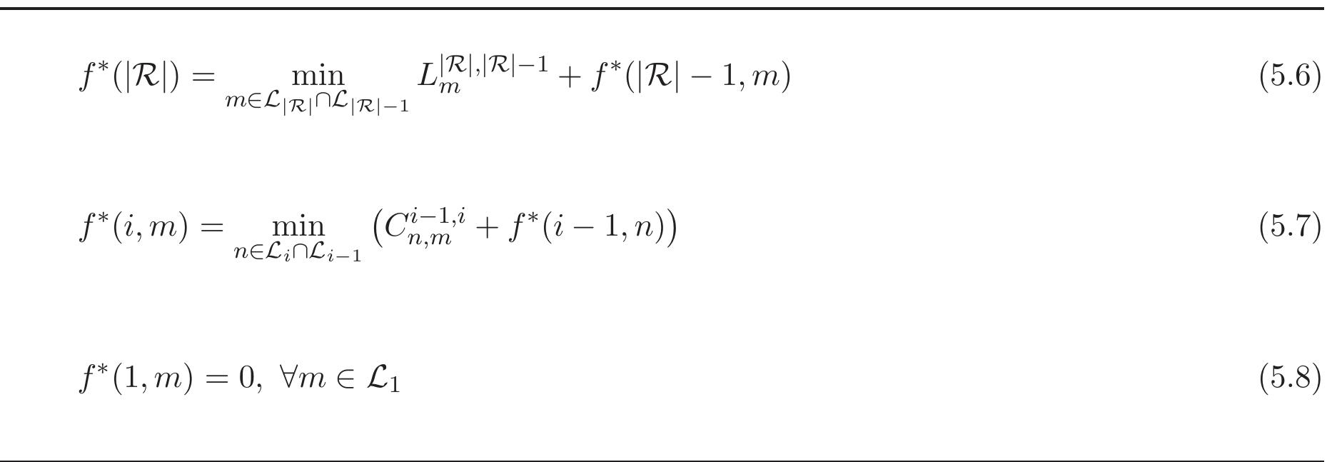 Table 5.2: A Dynamic program for optimal channel allocation along a route R  5.5 Multicast Routing: Challenges and Solutions  In this section, we use the dynamic program developed in Section 5.4 for the case of a single 