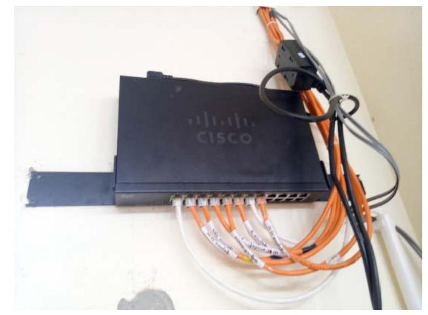 Fig. 20 Network Cable from One LAN Port into 24-Port Switch 